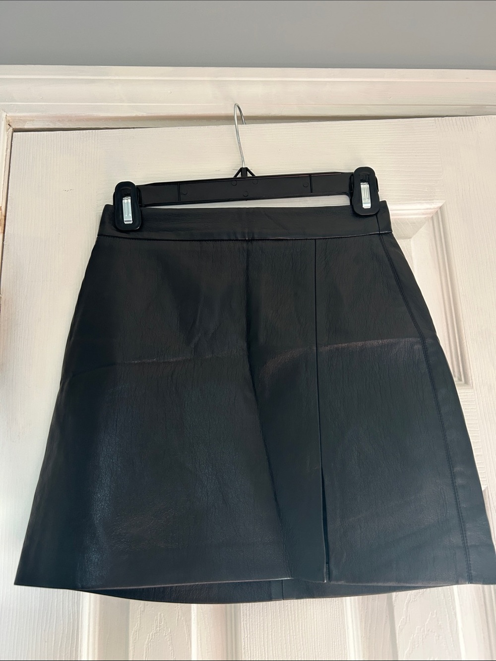 Aritzia Black Faux Leather A-Line Mini Skirt